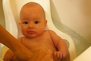 Taking a bath in the sink -- doesn't show it here, but she loves her baths! Getting out and getting all cold, not so much.