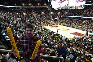 Mario modeling the thunder sticks!