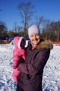 Capri's first foray into the snow. No, mom wouldn't let me take her down the track.