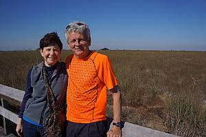 Now on a hike, walking along a deck overlooking the everglades. Surprising, this is what most of the everglades looks like -- tall, open grassland. 