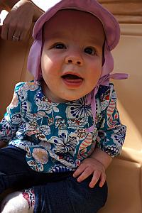 Capri is excited to be on a tram where we'll ... see more alligators, of course!