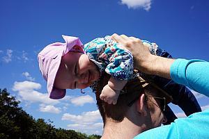 Capri and Daddy playing.