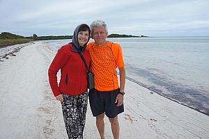 Mom and Dad Klocke posing for a photo -- you can get a sense for the temperature with Mom's clothing.