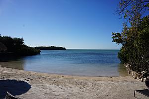 This is the little beach on our island.