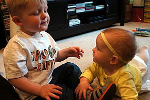 Cooper playing with his little cousin Capri