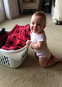 Helping fold (or unfold) laundry