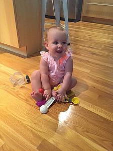 Helping Mommy cook dinner.