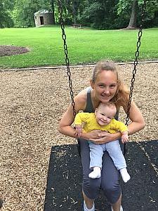 Capri and mama on the swing.