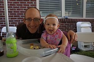 Capri and Daddy enjoying some backyard Chipotle!