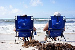 That's Julie and Papa Jim relaxing in front of the rolling waves.