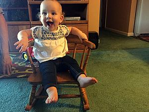 Enjoying the rocking chair.