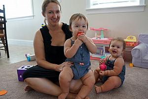 Jen Riesenburg with her twin daughters, Claire and Hannah.