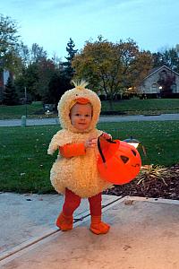 It's Halloween! Capri doing her first trick or treat!