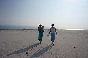 All the ladies walking on the beach