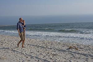 Daddy and Capri and the waves