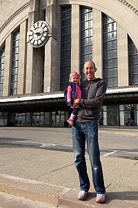 Daddy and Capri in front of the Museum Center