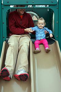 This slide is just the right size for Capri and Dad!