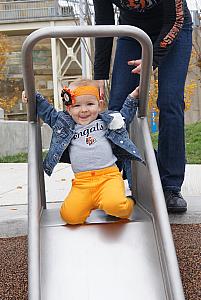 Heading down a slide