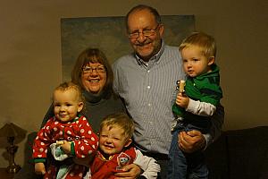 Nana and Papa with their grandkids.