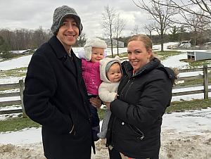 Walking in the snowy farm