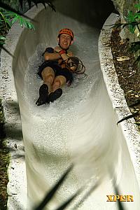 Xplor: waterslide interlude between zip lines