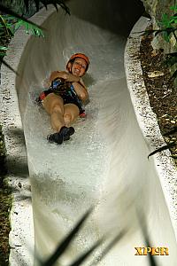 Xplor: waterslide interlude between zip lines