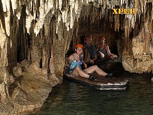 Paddle-boating through the cenote