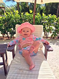 Meanwhile, the little ones were having a good time back at the resort! Here's Kenley chilling in her lounge chair.