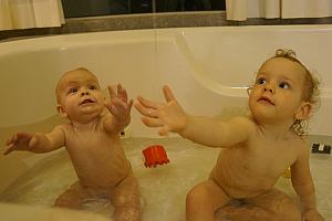 Bath time for Kenley and Capri!