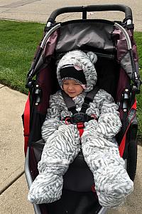 All bundled up for a run with Mom
