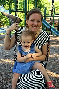 Capri and Mama on the swings