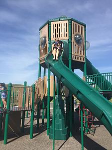 Ready to go down the BIG slide at Voice of America park