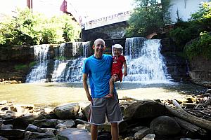 Checking out a fun waterfall