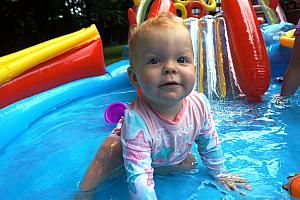 Kenley enjoying her blow up pool