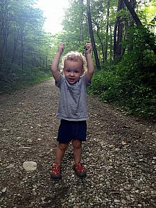 Walking back the path from the creek - enjoying the rocks!