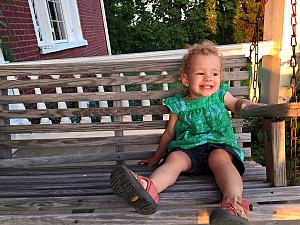 On the porch swing