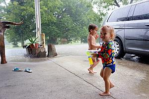 Playing in the rain!