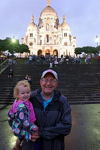 Papa and Capri heading back down the staircase