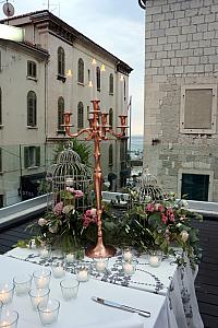 At the reception on a rooftop terrace