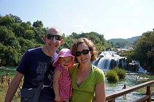 Jay Capri and Kelly in front of the falls