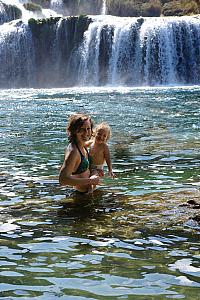 Kelly and Capri were brave and got in the water -- good job!