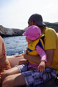 Dad and Capri on our way to the Blue Cave