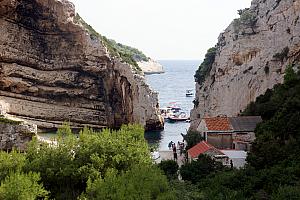 Our boat ride also stopped by Stiniva Bay. We had to swim in to shore from the back of that line of boats outside the beach.