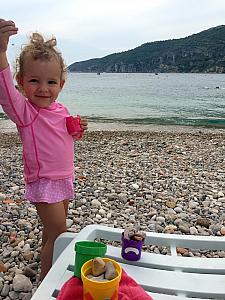 Capri playing on a beach