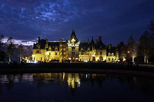 Biltmore House lit up at night