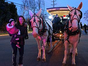 Happy St. Nick's Day! This horse and carriage travels around Madeira every year. Capri was more impressed by the horses than by St. Nick.