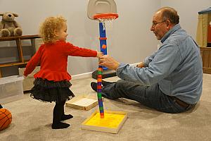 Capri and Papa building a big tower!