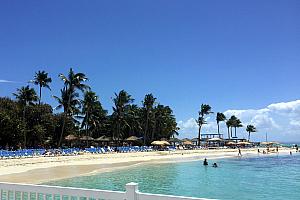 View of the beach from the pier.