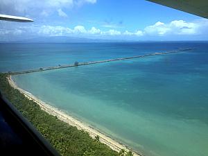 So - what's this super long road/pier extending out into the sea? During World War II, the Allies made plans to harbor their naval fleets at a Vieques bay. This pier was made to create a calmer bay for the fleet. The construction was not completed because the war turned in the Allies favor and the naval harbor was no longer needed.