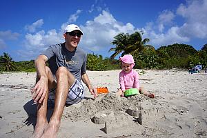 Capri and Dad building "sea castles"! 